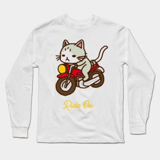 Cool Cat Riding A Motorcycle Long Sleeve T-Shirt